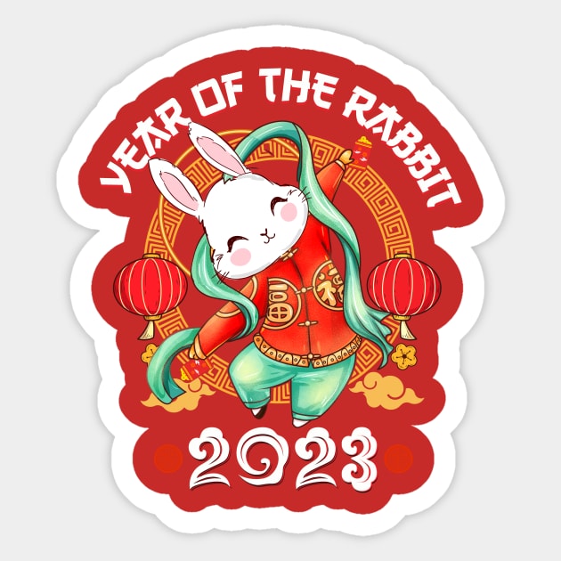 Dabbing Bunny Zodiac Chinese New Year of The Rabbit 2023 Sticker by Jhon Towel